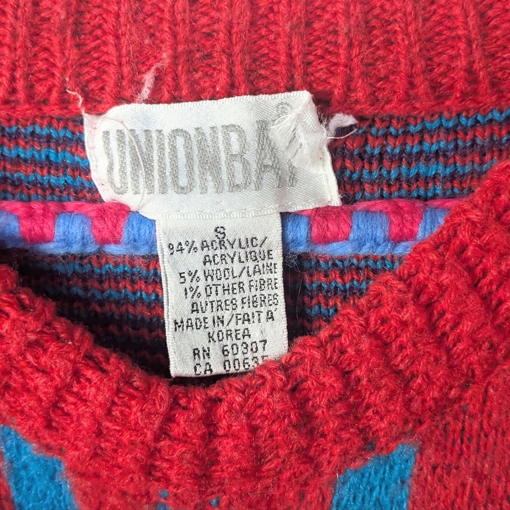Vintage Union Bay Red Men's Small Sweater – Geometric Pattern - Picture 4 of 5